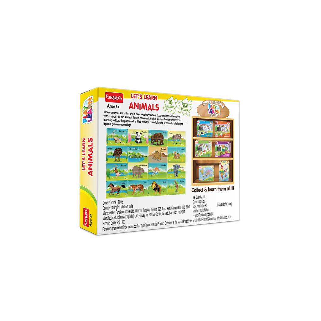 Funskool Let's Learn Animals Puzzle (3 Years+) : Development Toys For Little Ones In India