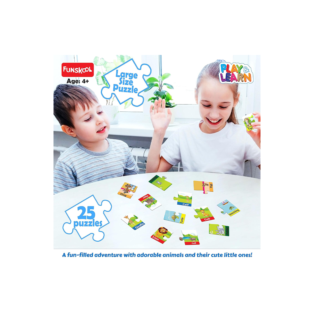 Funskool Let's Learn Animals & their Babies Puzzle (4 Years+) : Development Toys For Little Ones In India