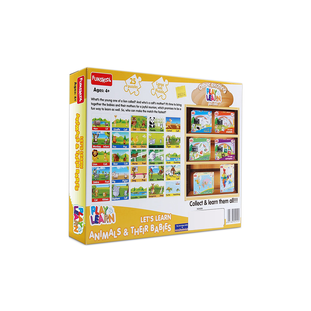 Funskool Let's Learn Animals & their Babies Puzzle (4 Years+) : Development Toys For Little Ones In India