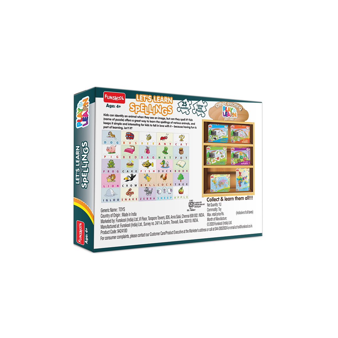 Funskool Play & Learn Let's Learn Spellings Puzzle (4 Years+) : Development Toys For Little Ones In India