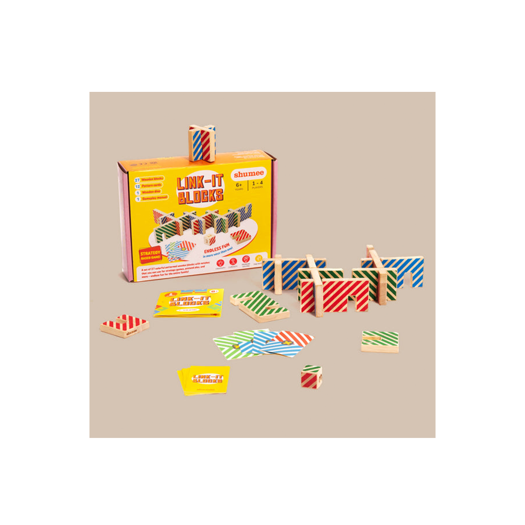 Shumee Link-It Wooden Block Stacking Family Strategy Game With Cards | 27 Pieces | 4 Players (6 Years+): Engaging Development Toy for Little Ones in India