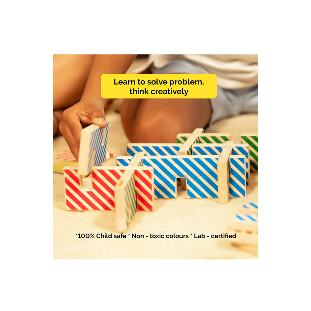 Shumee Link-It Wooden Block Stacking Family Strategy Game With Cards | 27 Pieces | 4 Players (6 Years+): Engaging Development Toy for Little Ones in India