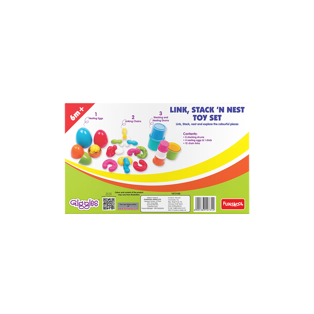 Funskool Giggles Link Stack N Nest Toy Set : Development Toy for Little Ones in India