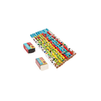 Apsara Disney Mickey Mouse Pencils With  Free Eraser & Sharpener - Set of 12
