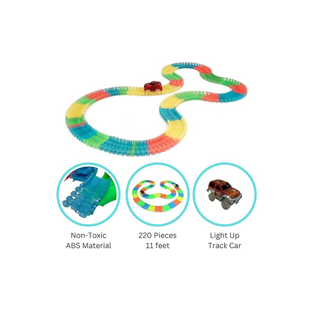 Baan Toys Magic Tracks Toy for Kids- Amazing Racetrack - Bends, Flexes and Glows - 3D LED Lights (3 Years+): Developments Toys For Little Ones in India 