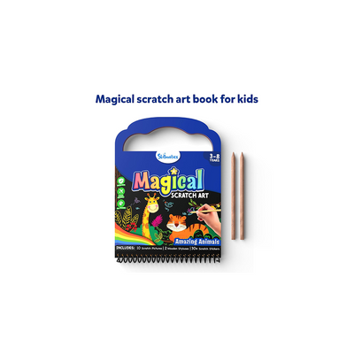 Skillmatics Travel Friendly Magical Scratch Art Book: Amazing Animals (ages 3-8)