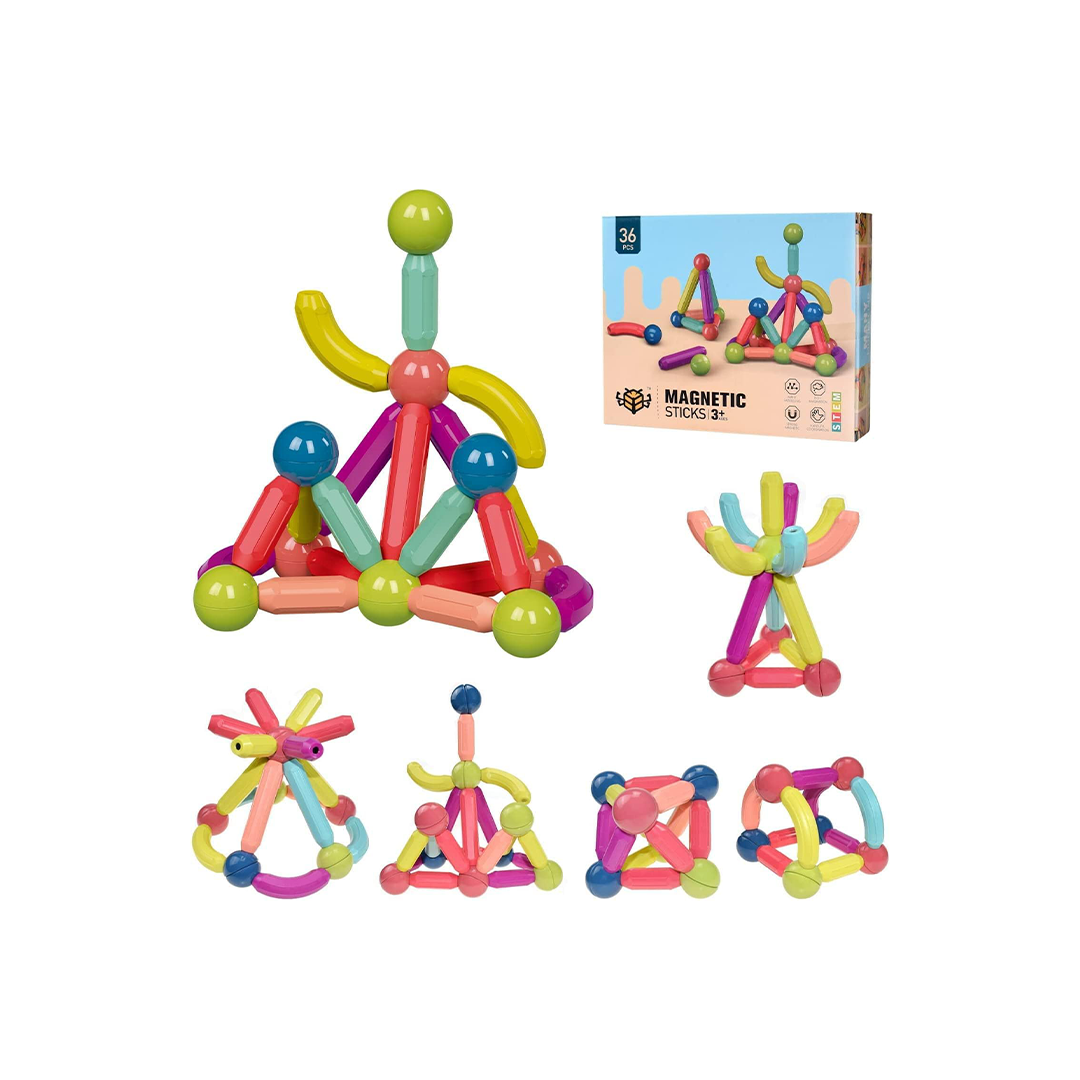 Baan Toys Magnetic Sticks Blocks Multicolor - 36 Pieces (3 years+) : Development Toys For Little Ones In India