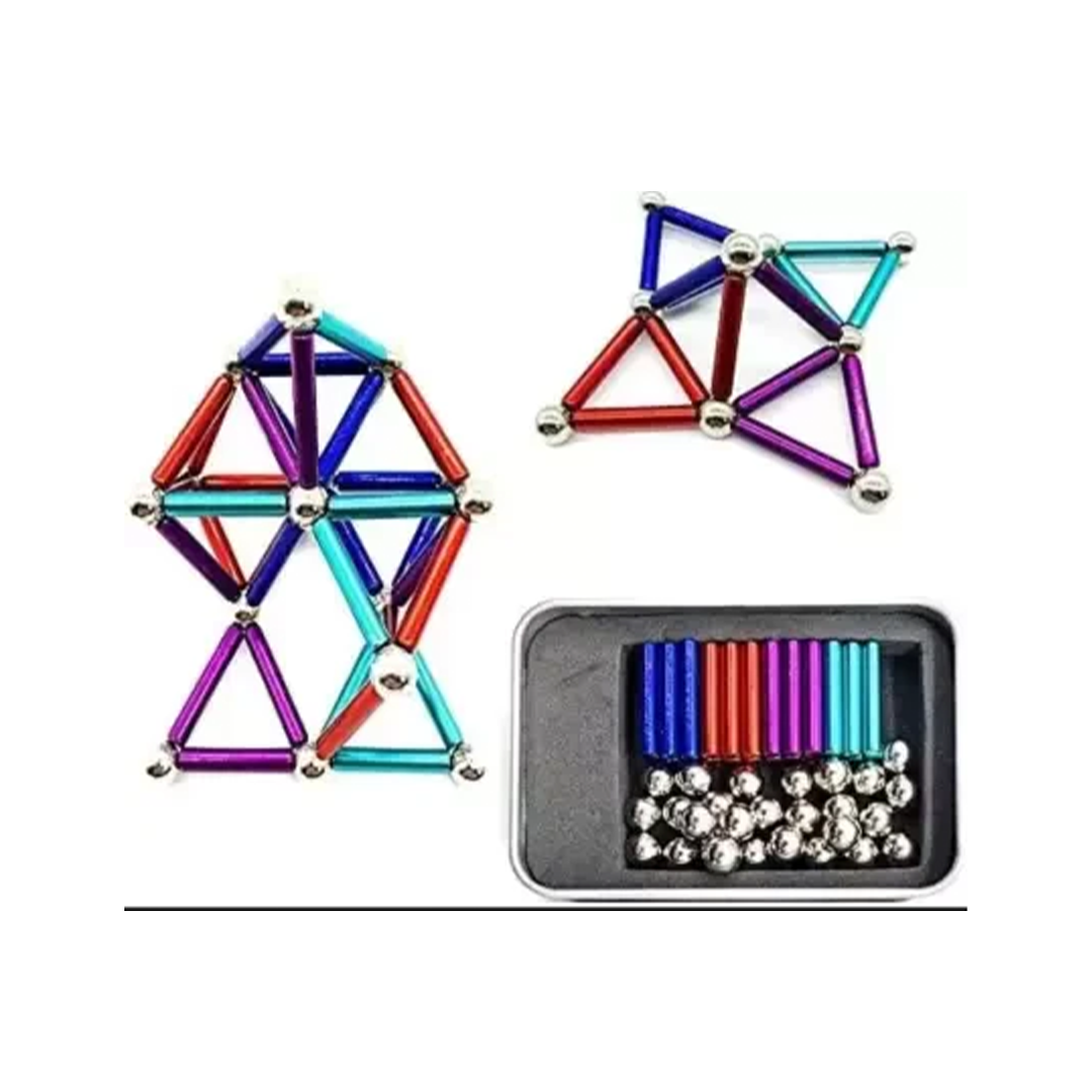 Baan Toys Magnetic Sticks and Balls 36 Magnet Sticks and 27 Pieces of Steel Balls (Colour) (4 Years+) : Development Toys For Little Ones In India