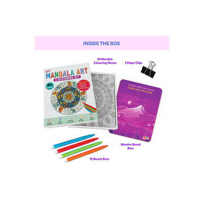 Little Berry Mandala Art Colouring Kit With 24 Big Sheets and 12 Sketch Pens for Girls & Boys - Multicolour: Development Toy for Little Ones in India