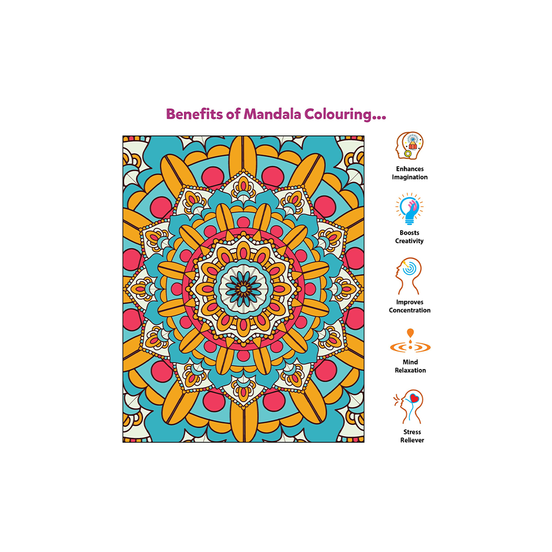 Little Berry Mandala Art Colouring Kit With 24 Big Sheets and 12 Sketch Pens for Girls & Boys - Multicolour: Development Toy for Little Ones in India