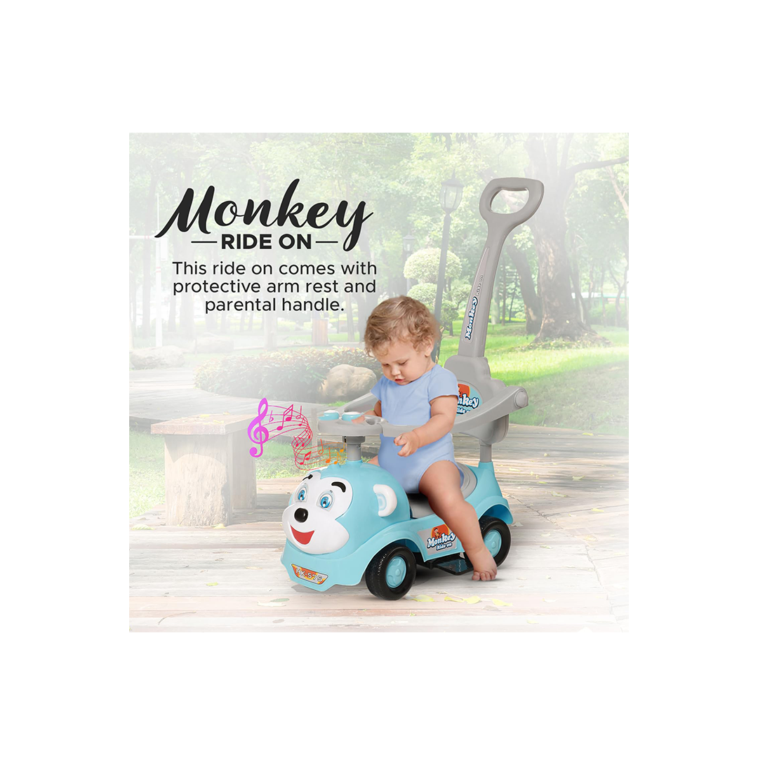 Buy Baan Toys Dash Monkey 3 in 1 Ride on for Kids Baby 1 3 Years Musical Push Car with Parental Handle and Protective Arm Rest in India The Magic Lamps