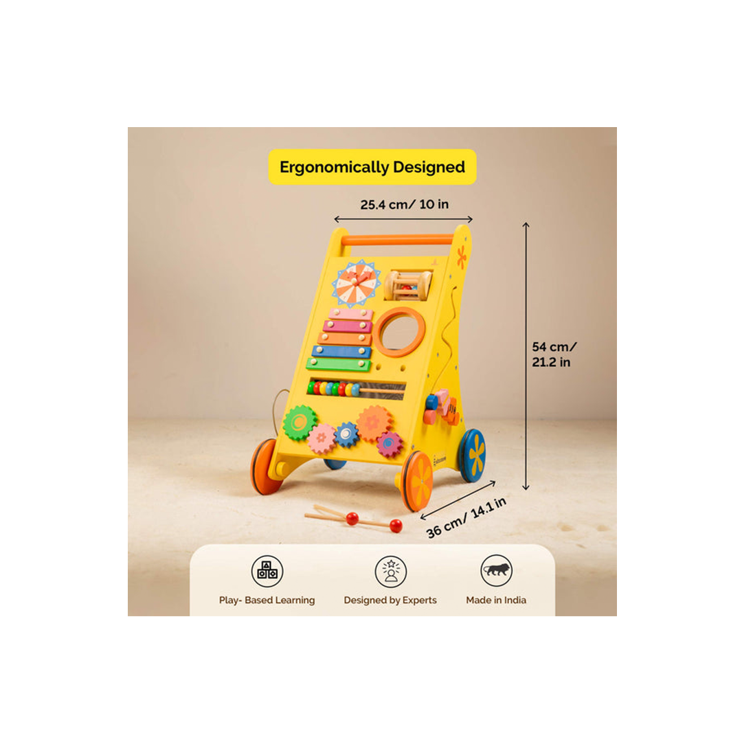 Shumee Wooden 8-In-1 Musical Activity Push Walker For Babies (9 Months+): Development Toy for Little Ones in India