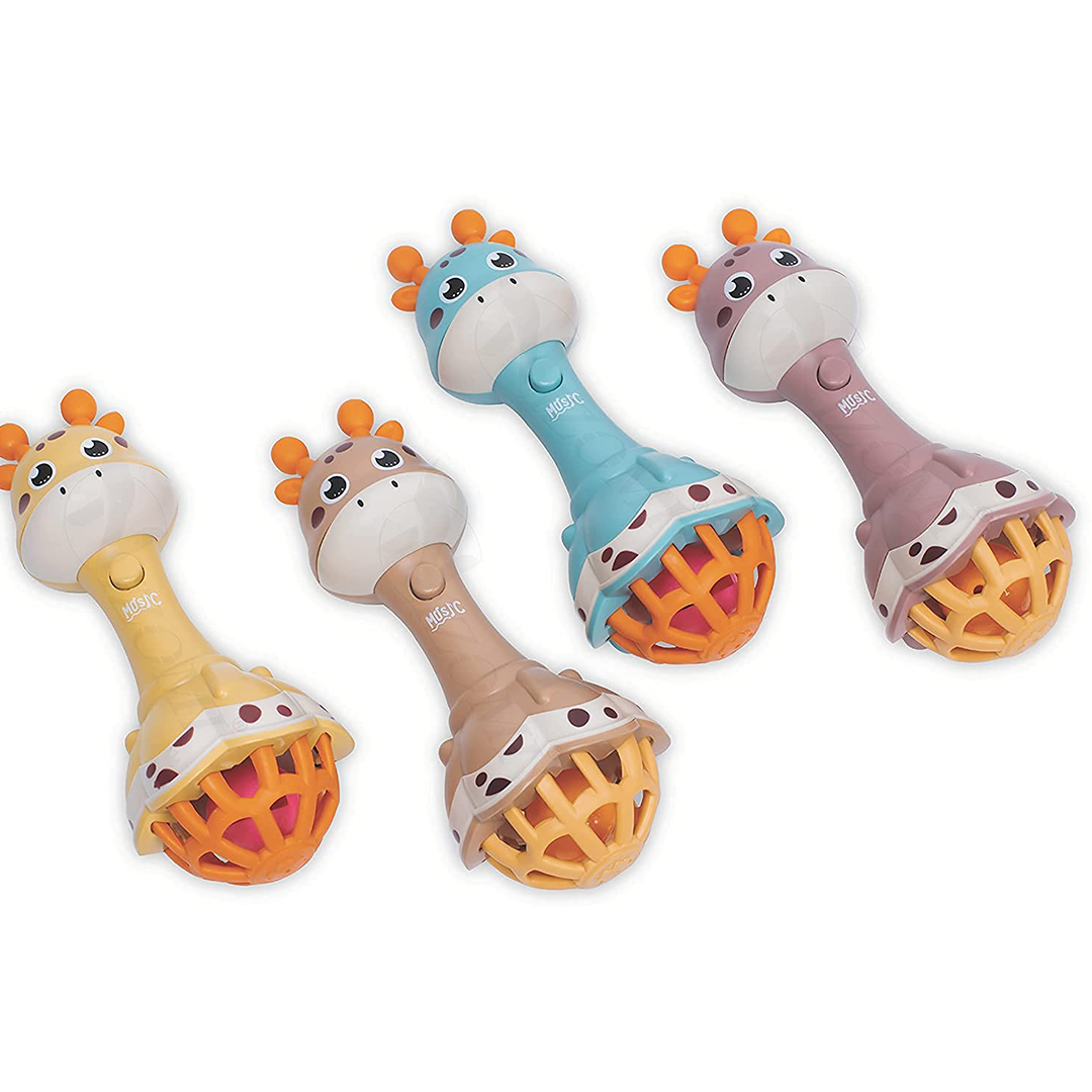 Baan Toys Musical Flashing Cute Giraffe Hand Bell Rattle Attractive Colorful Rattles for Baby Rattle (3 Months+) : Development Toys For Little Ones In India