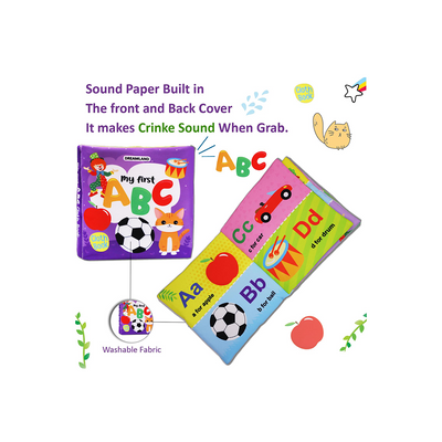 Dreamland Baby My First Cloth Book ABC with Squeaker and Crinkle Paper Cloth Books (6 Months+) : Development Toys For Little Ones In India