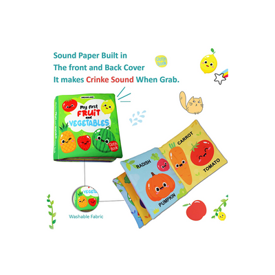 Dreamland My First Cloth Book Fruit and Vegetables with Squeaker and Crinkle Paper Cloth Books (3 Months+) : Development Toys For Little Ones In India