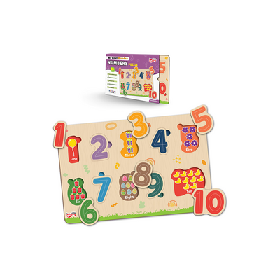 Little Berry Numbers Counting 1-10 Wooden Puzzle Tray Knob and Peg Puzzle Multicolour - 10 Pegs : Development Toy for Little Ones in India