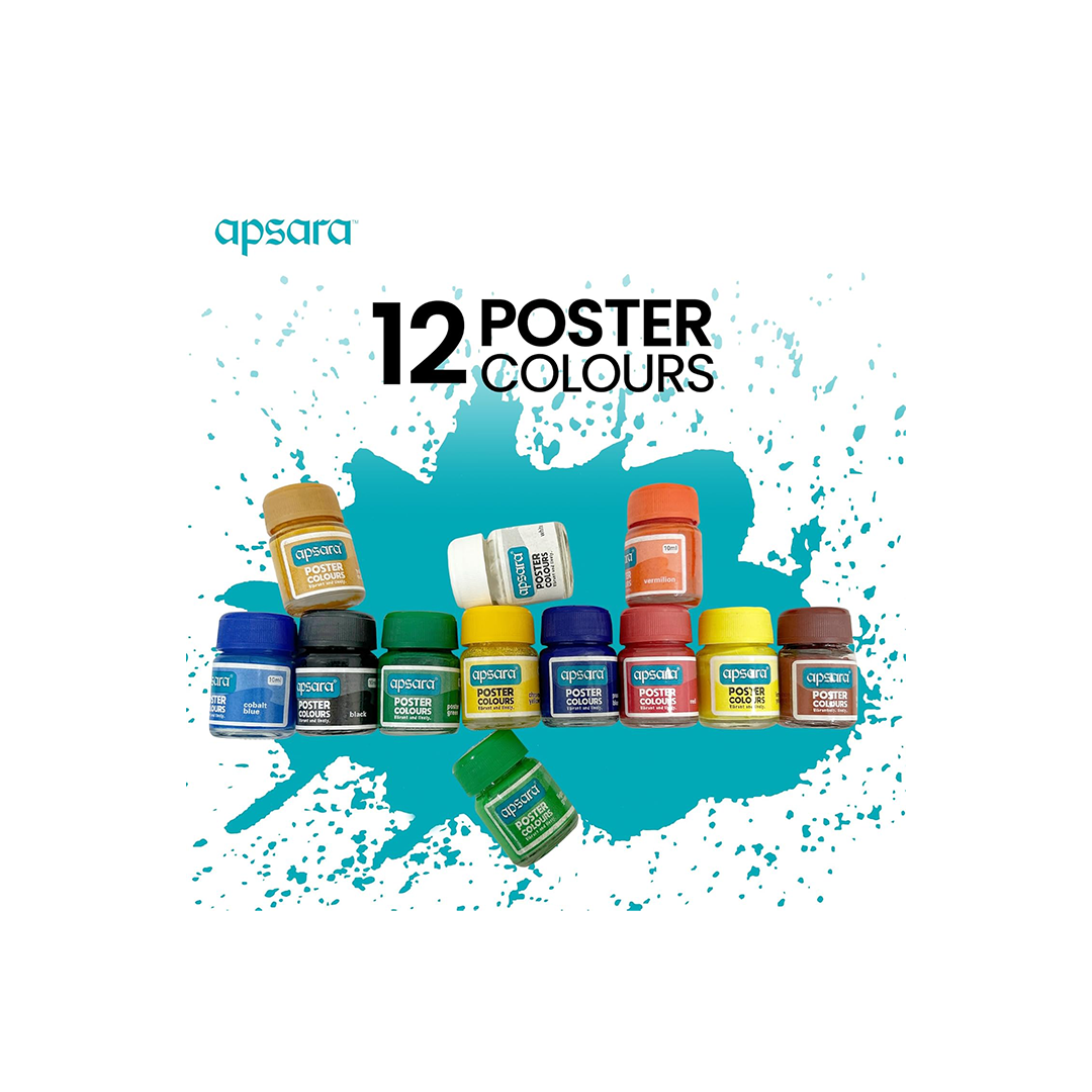 Apsara Poster Colors Pack of 12 For Kids ( 4 Years+)