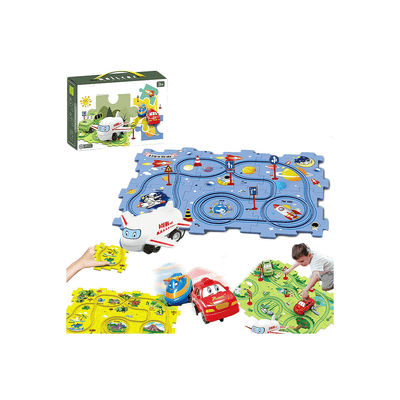 The Magic Lamps Baan Toys Puzzle Track Car Play Set, DIY Assembling Electric Trolley For Kids