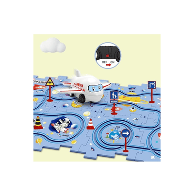 The Magic Lamps Baan Toys Puzzle Track Car Play Set, DIY Assembling Electric Trolley For Kids