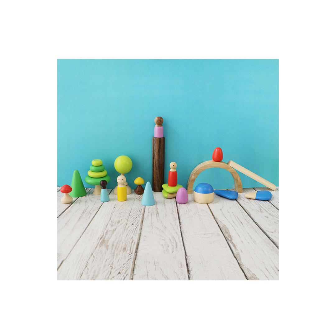 Shumee 24-Piece Wooden Pretend Play Set with Peg Dolls (3 Years+): Engaging Development Toy for Little Ones in India