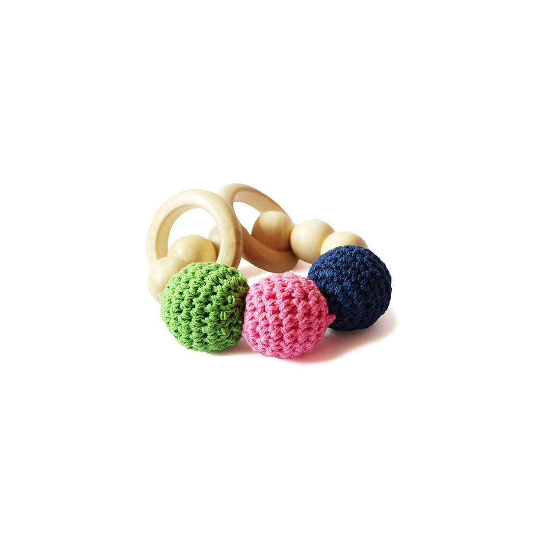 Shumee Wooden Crochet Teether and Rattle Ring Toy for Babies (0 Months+) - The Magic Lamps