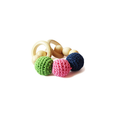 Shumee Wooden Crochet Teether and Rattle Ring Toy for Babies (0 Months+)