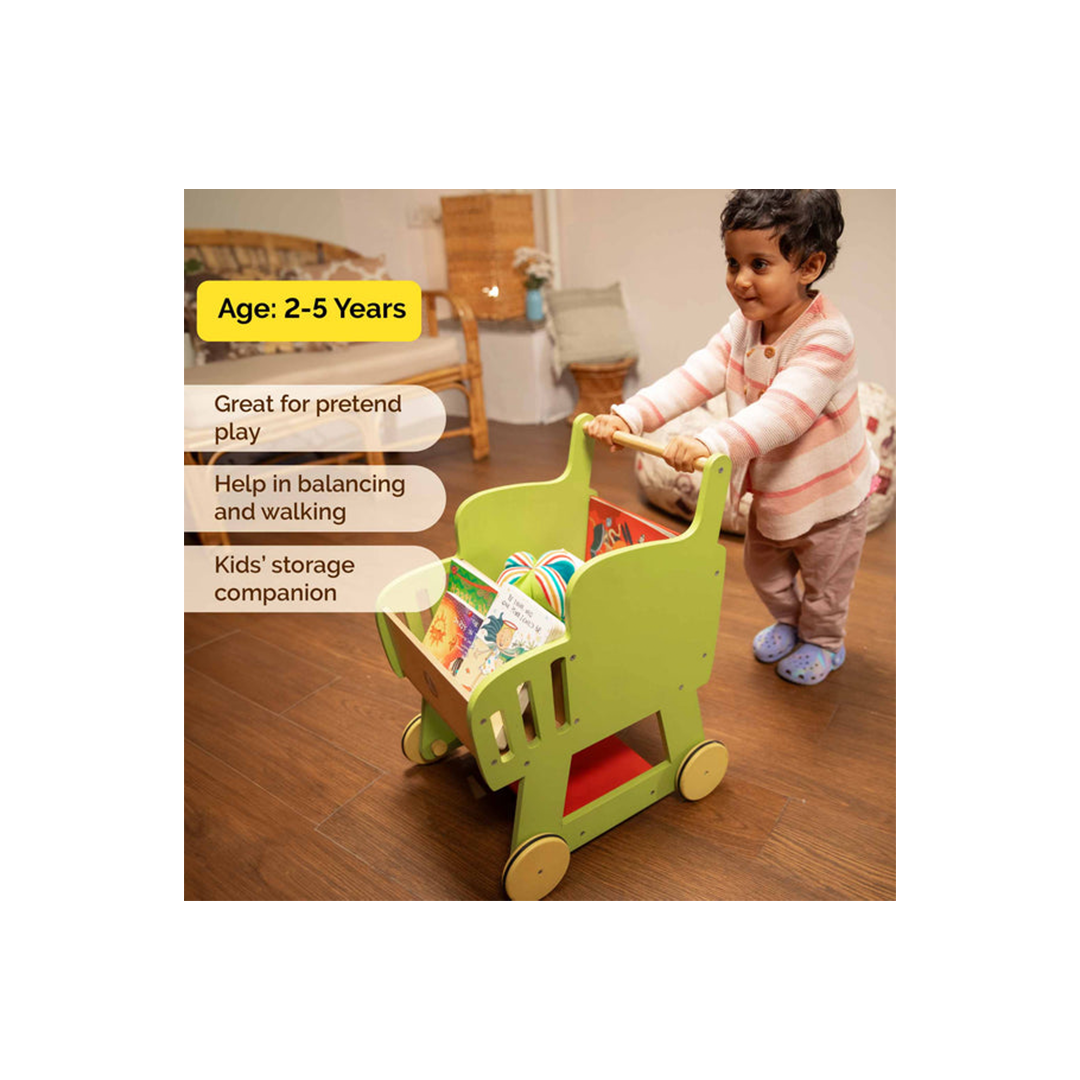 Shumee Wooden Shopping Push Cart Pretend Play For Toddlers (2 Years+): Engaging Development Toy for Little Ones in India