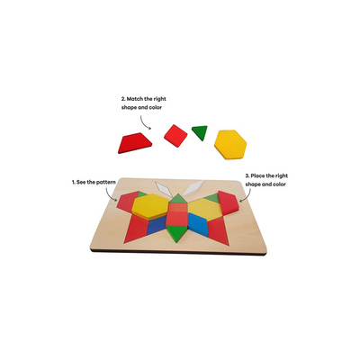 Skillofun Wooden Pattern Blocks and Boards (120 Shapes, 6 Boards,12 Patterns, Storage Box with lid, 3+ Years): Development Toy for Little Ones in India