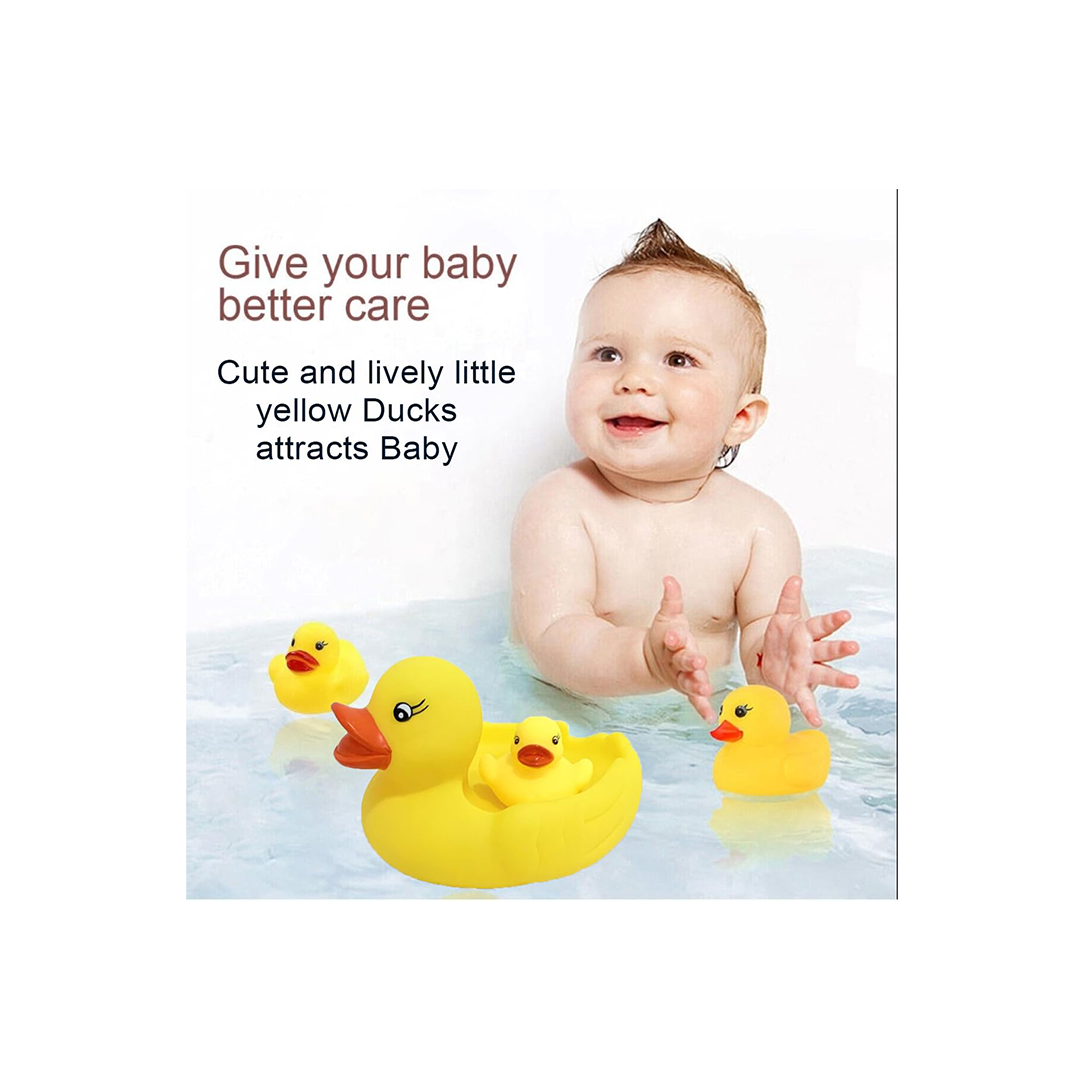 Baan Toys 4 Pcs Squeaky Rubber Duck Family Toy Set for Baby and Toddlers | Baby Bathing, Floating, Water Pool, Tub Toys | Soft Duck Family - 1 Parent Duck with Squeaky Sound and 3 Child Ducks (3 Months+) : Development Toys For Little Ones In India