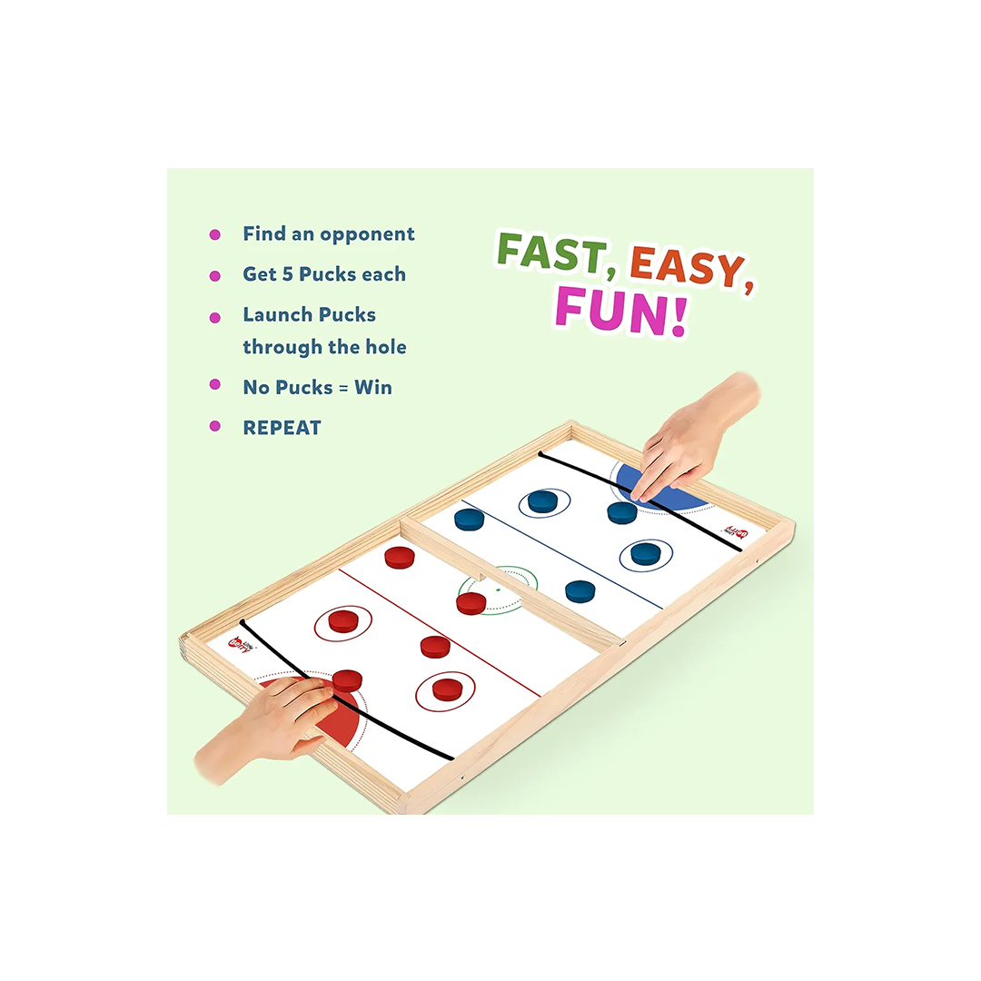 Little Berry 2 in 1 String Hockey Table Board Games for Adults & Kids | Double-Sided Wooden Fastest Finger First Indoor Game with White Board & Marker | Sling Puck Board Hockey Toy Big Size : Engaging Development Toy for Little Ones in India