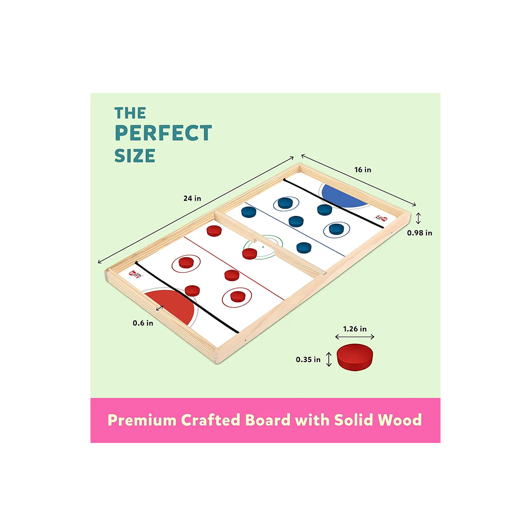 Little Berry 2 in 1 String Hockey Table Board Games for Adults & Kids | Double-Sided Wooden Fastest Finger First Indoor Game with White Board & Marker | Sling Puck Board Hockey Toy Big Size : Engaging Development Toy for Little Ones in India