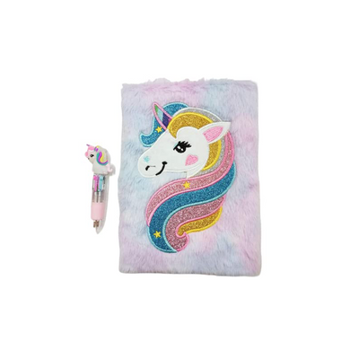 Baan Toys  Beautiful Pink Regular Size Unicorn Fur Diary and Designer Unicorn Notebook (3 Years+)