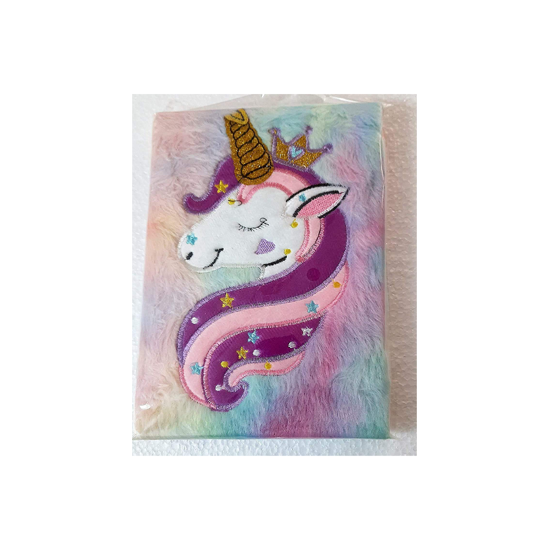 Baan Toys  Beautiful Pink Regular Size Unicorn Fur Diary and Designer Unicorn Notebook (3 Years+)