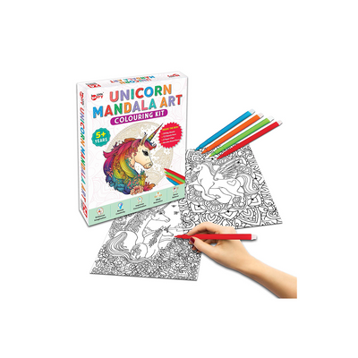 Little Berry Unicorn Mandala Art Colouring Kit With 24 Big Sheets and 12 Sketch Pens for Girls & Boys - Multicolour: Development Toy for Little Ones in India