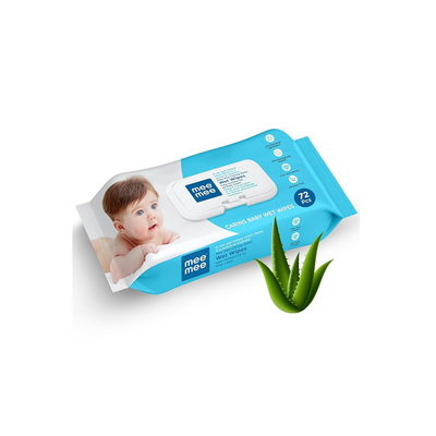 Mee Mee Caring Baby Wet Wipes With Aloe Vera Extracts with Lid 72 pcs | Parabens Free ( 1 Month+ )