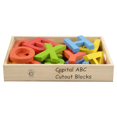 Skillofun Wood Capital ABC Cutout Block Colored Learning Toy