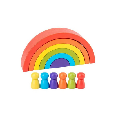 Extrokids Wooden 6pc Rainbow Stacking Blocks With 6 Pcs Doll Small Fun Building Nesting Toys For Kids (3 Years+) : Developments Toys For Little Ones in India 