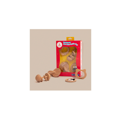 Shumee Wooden Montessori Rattle & Teether Set of 4 For Babies (0 Months+)