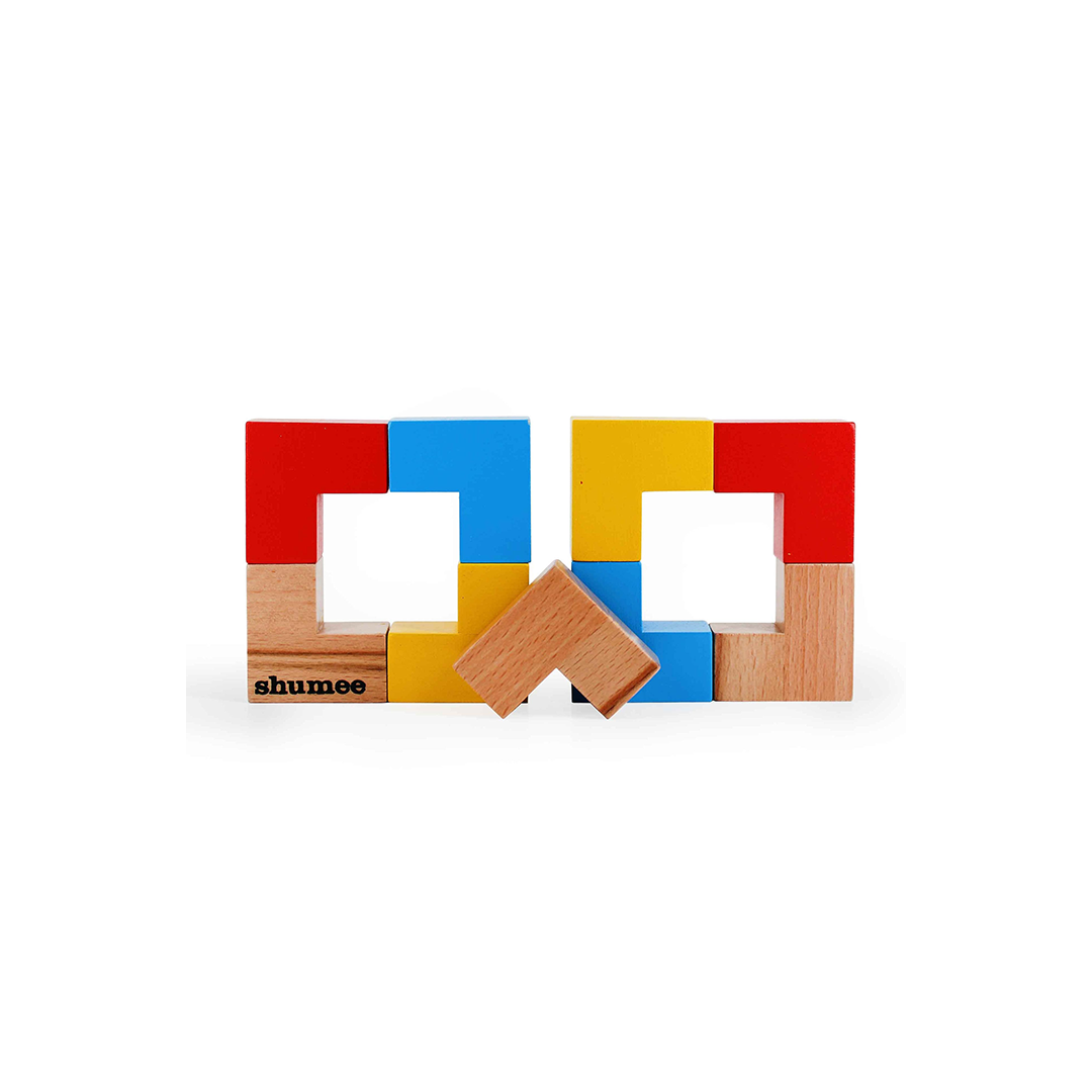 Shumee Colorful Wooden Puzzle Cube featuring 9 L-Shaped Blocks (4 Years+): Engaging Development Toy for Little Ones in India