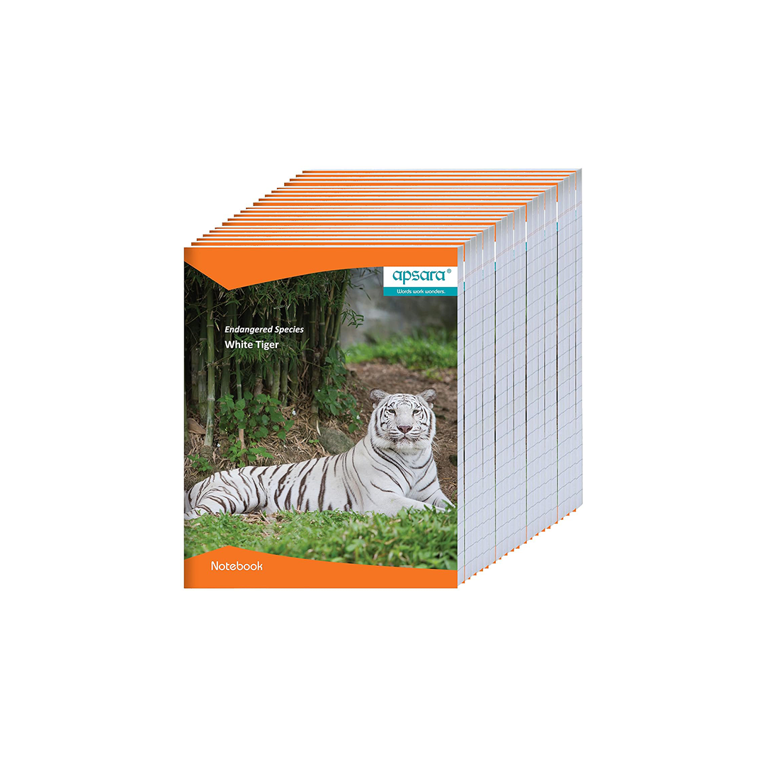 Apsara Small size Softbound Notebook 19x15.5 Pages 92 Single Line Use For School & Kids (Pack of 10)