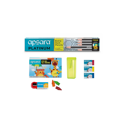 Apsara Scholar’s Kit – Complete Stationery Set for Kids | Includes Pencils, Erasers, Sharpener & More | Ideal for School Students