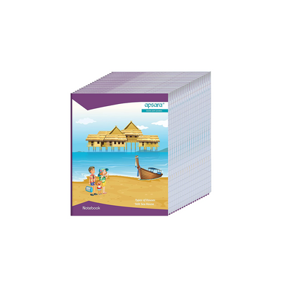 Apsara Small size Softbound Notebook | 19 CM x 15.5 CM Approx - 92 Pages And 172 Pages| Plain Unruled Long Notebook | GSM 56 | Use For School & College Students and Professionals | Covers May Differ | Pack of 10