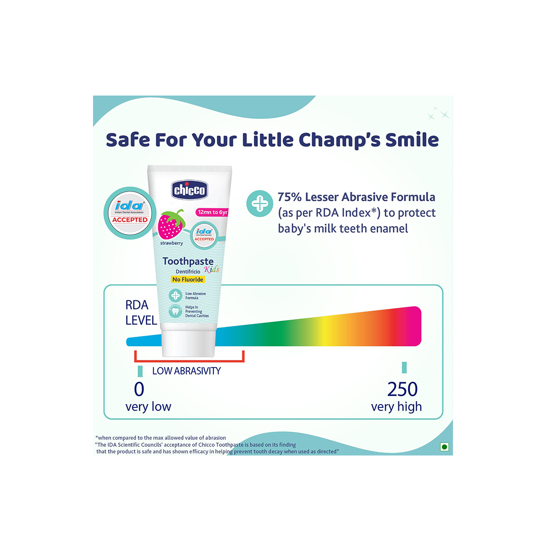 Chicco Toothpaste for Kids, Best for Baby (1y-6y), Strawberry Flavour, 50g