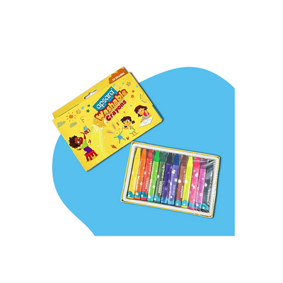 Apsara 12 Washable Crayons | Non-toxic Artistic Colours | Safe to Use | Bright Colours & Triangular Shape Crayons | Comfortable Grip | Easy Clean-up | for 1-4 Year Old Kid | Pack of 1-12 Shades