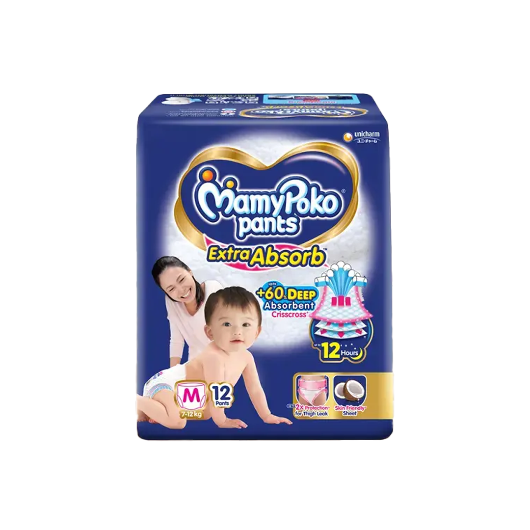 MamyPoko Pants Extra Absorb Baby Diapers, Medium (M)  7-12kg