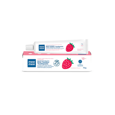 Mee Mee Fluoride-Free Mild Toddler Toothpaste with Triple Calcium Strawberry Flavor, 70gms( 1 Month+ )