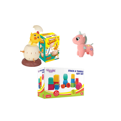 The Magic Lamps Unicorn Soft Toy, Pop up Chicken, Stack N Tumble For Kids
