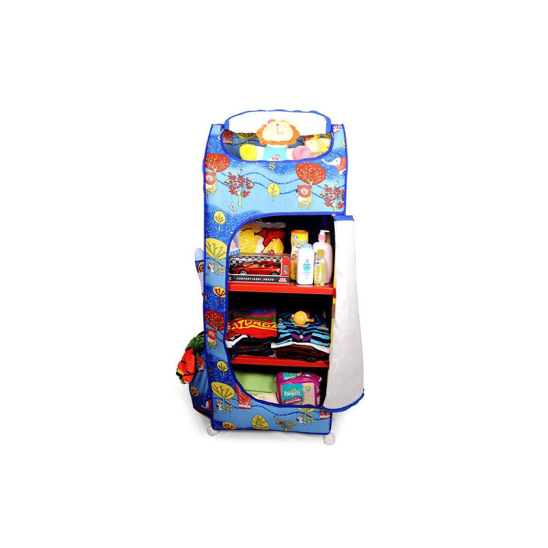 Kudos Room Decors Kudos Wonder Cub Generic 5 Shelves Foldable Wardrobe Almirah - Blue For Kids (Random Color)