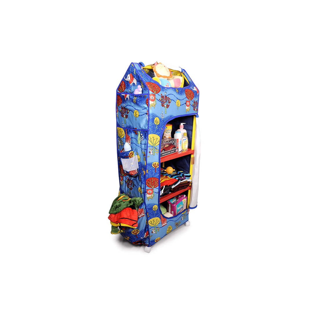 Kudos Room Decors Kudos Wonder Cub Generic 5 Shelves Foldable Wardrobe Almirah - Blue For Kids (Random Color)